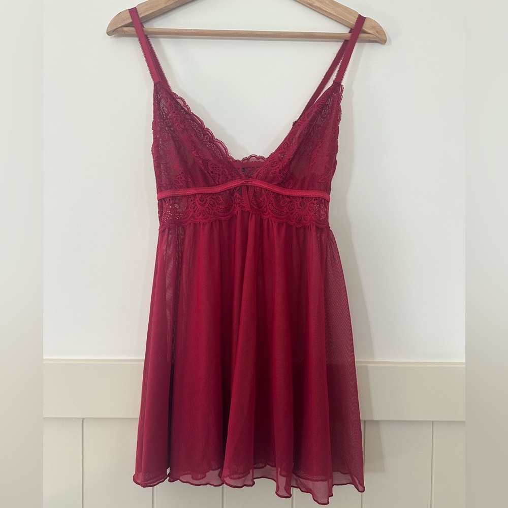 Rachel Roy maroon/burgundy babydoll lingerie‎ teddy feminine, slip dress, sexy